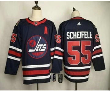 Men's Winnipeg Jets #55 Mark Sceifele Navy Blue 2019 Heritage Classic Adidas Stitched NHL Jersey