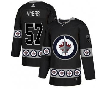 Men's Winnipeg Jets #57 Tyler Myers Black Team Logos Fashion Adidas Jersey