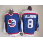Men's Winnipeg Jets #8 Teemu Selanne 1979-80 Blue CCM Vintage Throwback Jersey