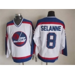 Men's Winnipeg Jets #8 Teemu Selanne 1979-80 White CCM Vintage Throwback Jersey
