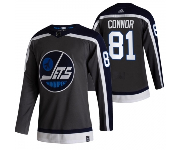 Winnipeg Jets #81 Kyle Connor Black Men's Adidas 2020-21 Reverse Retro Alternate NHL Jersey