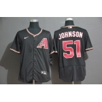 Men's Arizona Diamondbacks #51 Randy Johnson Black Stitched Nike MLB Flex Base Jersey