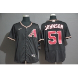 Men's Arizona Diamondbacks #51 Randy Johnson Black Stitched Nike MLB Flex Base Jersey