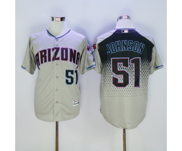 Men's Arizona Diamondbacks #51 Randy Johnson Retired Gray Capri 2016 Flexbase Majestic Baseball Jersey