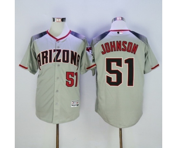 Men's Arizona Diamondbacks #51 Randy Johnson Retired Road Gray Brick 2016 Flexbase Majestic Baseball Jersey