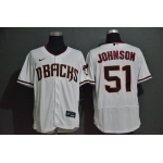 Men's Arizona Diamondbacks #51 Randy Johnson White Stitched Nike MLB Flex Base Jersey