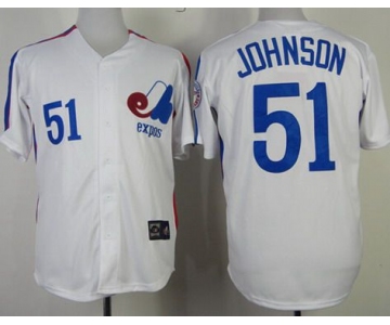 Men's Montreal Expos #51 Randy Johnson 1982 White Mitchell & Ness Jersey
