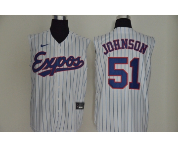Men's Montreal Expos #51 Randy Johnson White Cooperstown Collection 2020 Cool and Refreshing Sleeveless Fan Stitched MLB Nike Jersey
