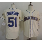 Men's Seattle Mariners #51 Randy Johnson Cream Cooperstown Collection Cool Base Jersey
