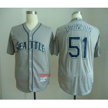 Men's Seattle Mariners #51 Randy Johnson Retired Gray Road Stitched MLB Majestic Flex Base Jersey