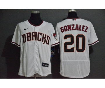 Men's Arizona Diamondback #20 Luis Gonzalez White Stitched Nike MLB Flex Base Jersey