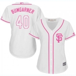 Giants #40 Madison Bumgarner White Pink Fashion Women's Stitched Baseball Jersey