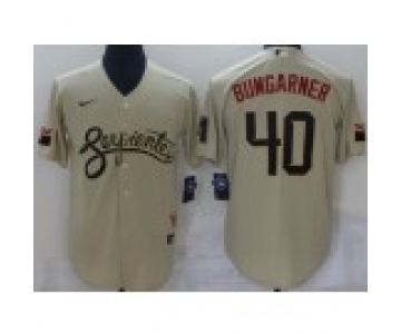 Men's Arizona Diamondback #40 Madison Bumgarner Gold 2021 City Connect Stitched MLB Cool Base Nike Jersey