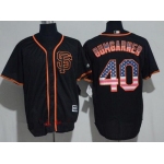 Men's San Francisco Giants #40 Madison Bumgarner Black SF USA Flag Fashion Stitched MLB Majestic Cool Base Jersey