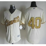 Men's San Francisco Giants #40 Madison Bumgarner Cream With Gold Program 2015 MLB Cool Base Jersey