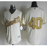 Men's San Francisco Giants #40 Madison Bumgarner Cream With Gold Program 2015 MLB Cool Base Jersey