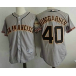 Men's San Francisco Giants #40 Madison Bumgarner Gray Road Stitched MLB 2016 Majestic Flex Base Jersey