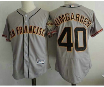 Men's San Francisco Giants #40 Madison Bumgarner Gray Road Stitched MLB 2016 Majestic Flex Base Jersey