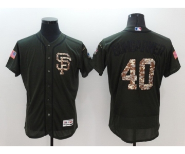 Men's San Francisco Giants #40 Madison Bumgarner Green Salute to Service 2016 Flexbase Majestic Baseball Jersey
