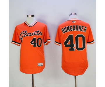 Men's San Francisco Giants #40 Madison Bumgarner Orange Pullover Stitched MLB 2016 Majestic Flex Base Jersey
