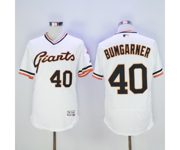 Men's San Francisco Giants #40 Madison Bumgarner White Pullover 2016 Flexbase Majestic Baseball Jersey