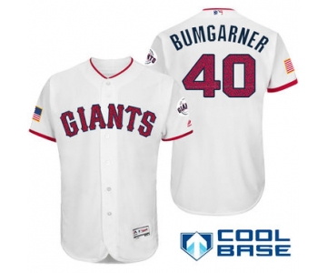 Men's San Francisco Giants #40 Madison Bumgarner White Stars & Stripes Fashion Independence Day Stitched MLB Majestic Cool Base Jersey