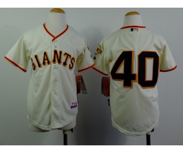 San Francisco Giants #40 Madison Bumgarner Cream Kids Jersey