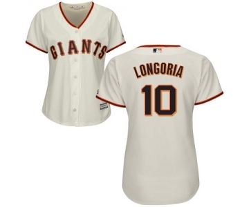 Giants #10 Evan Longoria Cream Home Women's Stitched Baseball Jersey