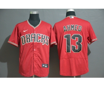 Men's Arizona Diamondback #13 Nick Ahmed Red Stitched Nike MLB Flex Base Jersey
