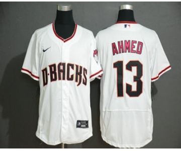 Men's Arizona Diamondback #13 Nick Ahmed White Stitched Nike MLB Flex Base Jersey