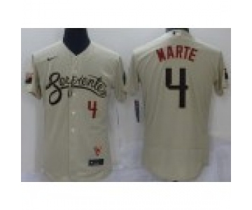 Men's Arizona Diamondback #4 Ketel Marte Gold 2021 City Connect Stitched MLB Flex Base Nike Jersey