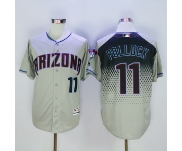 Men's Arizona Diamondbacks #11 A. J. Pollock Gray Capri 2016 Flexbase Majestic Baseball Jersey