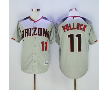 Men's Arizona Diamondbacks #11 A. J. Pollock Road Gray Brick 2016 Flexbase Majestic Baseball Jersey