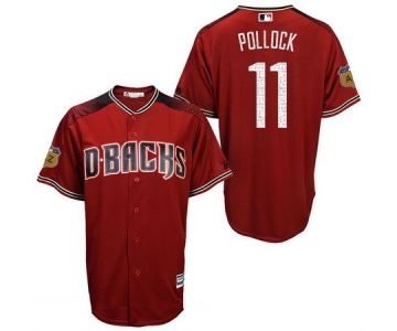 Men's Arizona Diamondbacks #11 A.J. Pollock Red 2017 Spring Training Stitched MLB Majestic Cool Base Jersey