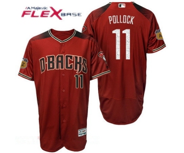 Men's Arizona Diamondbacks #11 A.J. Pollock Red 2017 Spring Training Stitched MLB Majestic Flex Base Jersey