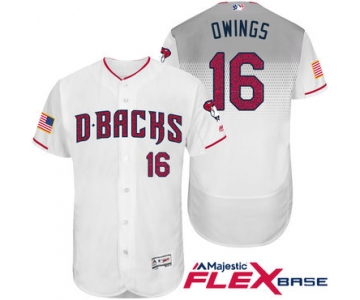Men's Arizona Diamondbacks #16 Chris Owings White Stars & Stripes Fashion Independence Day Stitched MLB Majestic Flex Base Jersey