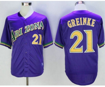 Men's Arizona Diamondbacks #21 Zack Greinke 2001 Purple Cooperstown Jersey