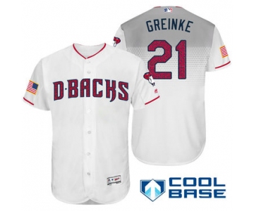 Men's Arizona Diamondbacks #21 Zack Greinke White Stars & Stripes Fashion Independence Day Stitched MLB Majestic Cool Base Jersey