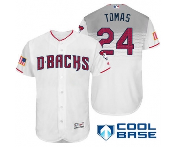 Men's Arizona Diamondbacks #24 Yasmany Tomas White Stars & Stripes Fashion Independence Day Stitched MLB Majestic Cool Base Jersey