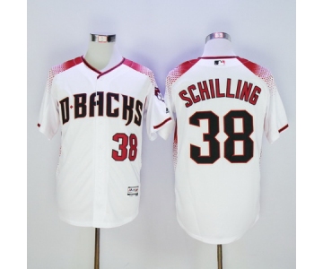 Men's Arizona Diamondbacks #38 Curt Schilling Retired Home White Brick 2016 Flexbase Majestic Baseball Jersey
