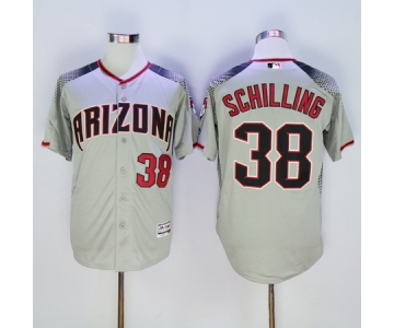 Men's Arizona Diamondbacks #38 Curt Schilling Retired Road Gray Brick 2016 Flexbase Majestic Baseball Jersey
