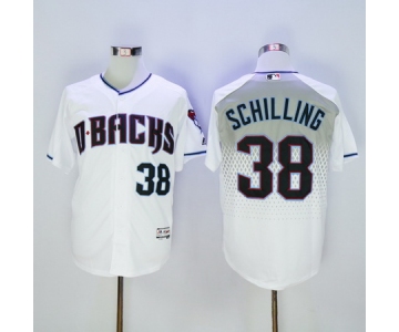 Men's Arizona Diamondbacks #38 Curt Schilling Retired White Capri 2016 Flexbase Majestic Baseball Jersey