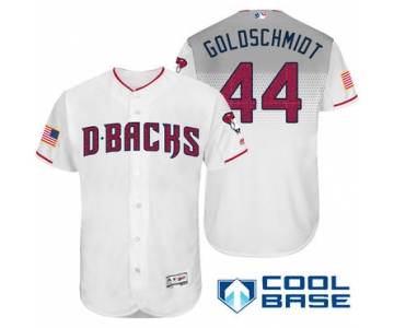 Men's Arizona Diamondbacks #44 Paul Goldschmidt White Stars & Stripes Fashion Independence Day Stitched MLB Majestic Cool Base Jersey