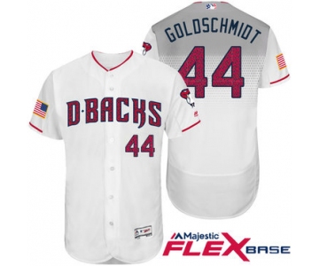 Men's Arizona Diamondbacks #44 Paul Goldschmidt White Stars & Stripes Fashion Independence Day Stitched MLB Majestic Flex Base Jersey