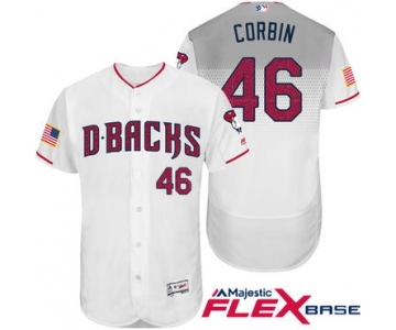 Men's Arizona Diamondbacks #46 Patrick Corbin White Stars & Stripes Fashion Independence Day Stitched MLB Majestic Flex Base Jersey
