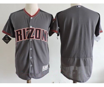 Men's Arizona Diamondbacks Blank Gray 2017 Road Brick Stitched MLB Majestic Flex Base Jersey