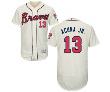 Atlanta Braves 13 Ronald Acuna Jr. Cream Flexbase Authentic Collection Stitched Baseball Jersey
