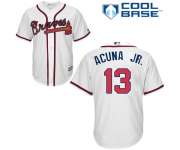 Braves #13 Ronald Acuna Jr. White Cool Base Stitched Youth Baseball Jersey