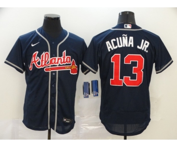 Men's Atlanta Braves #13 Ronald Acuna Jr. Navy Blue Stitched MLB Flex Base Nike Jersey