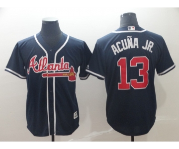 Men's Atlanta Braves 13 Ronald Acuna Jr. Navy Cool Base Jersey